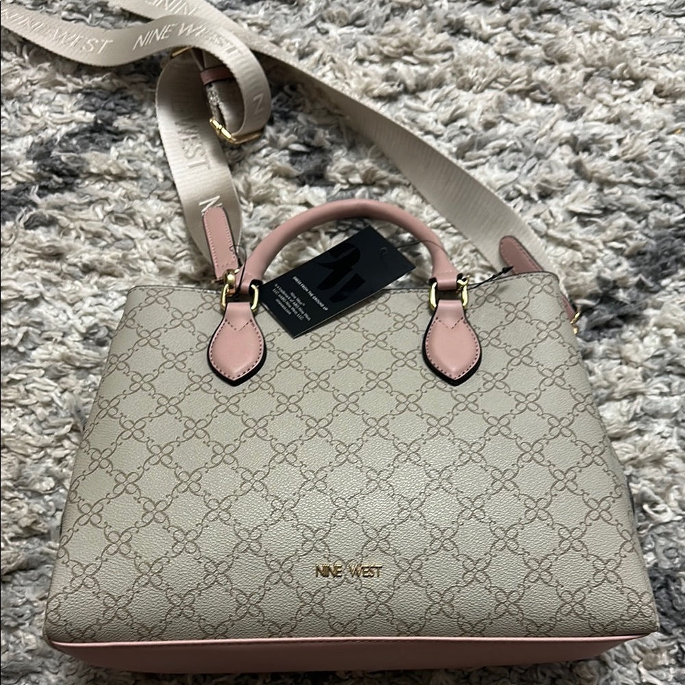 Nine West Cream and Pink Satchel Bag